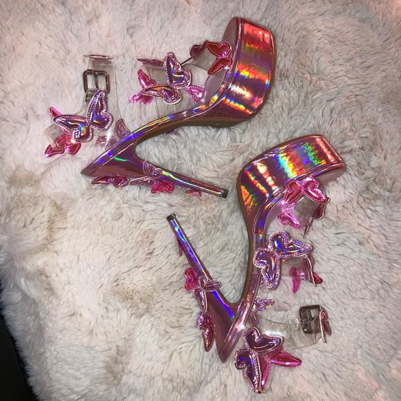SOLD on Depop - Sugar Thrillz Sweet Butterfly Baby Platform Heels - Picture 3 of 8